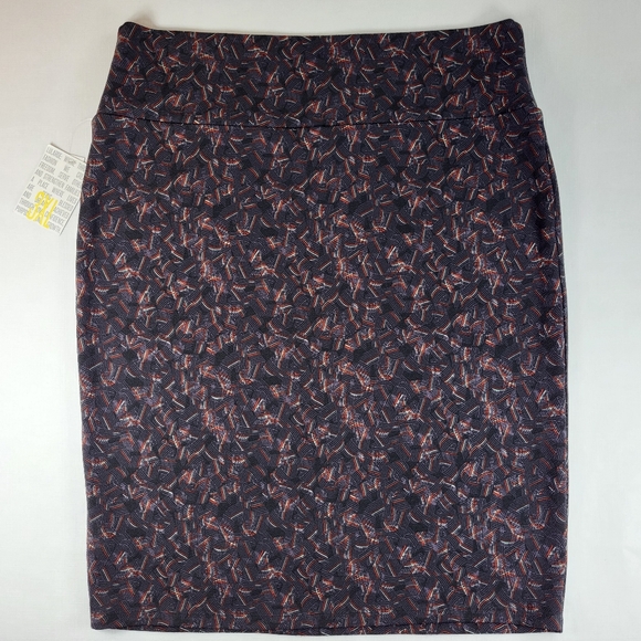 LuLaRoe Cassie SKIRT Womens Size 3XL Black Gray Red Aqua Pull-on Abstract NWT - Picture 14 of 16